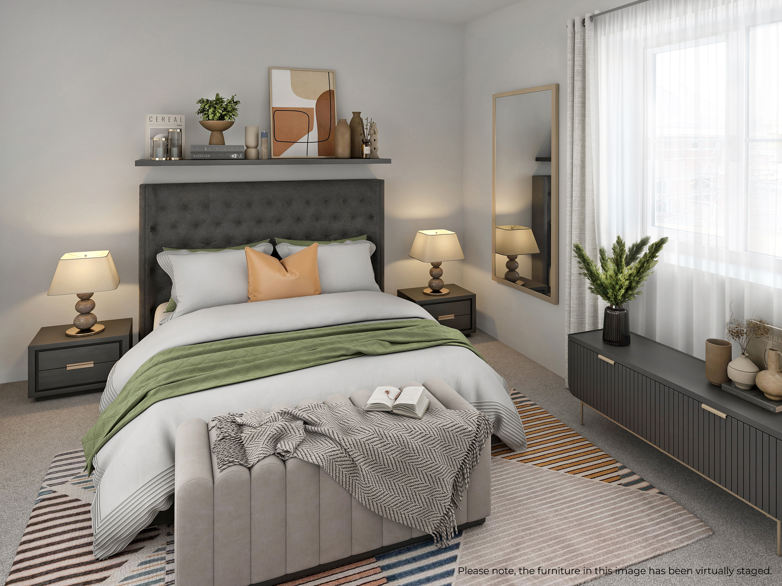 Virtual Staging of a Bedroom at Orchard Park